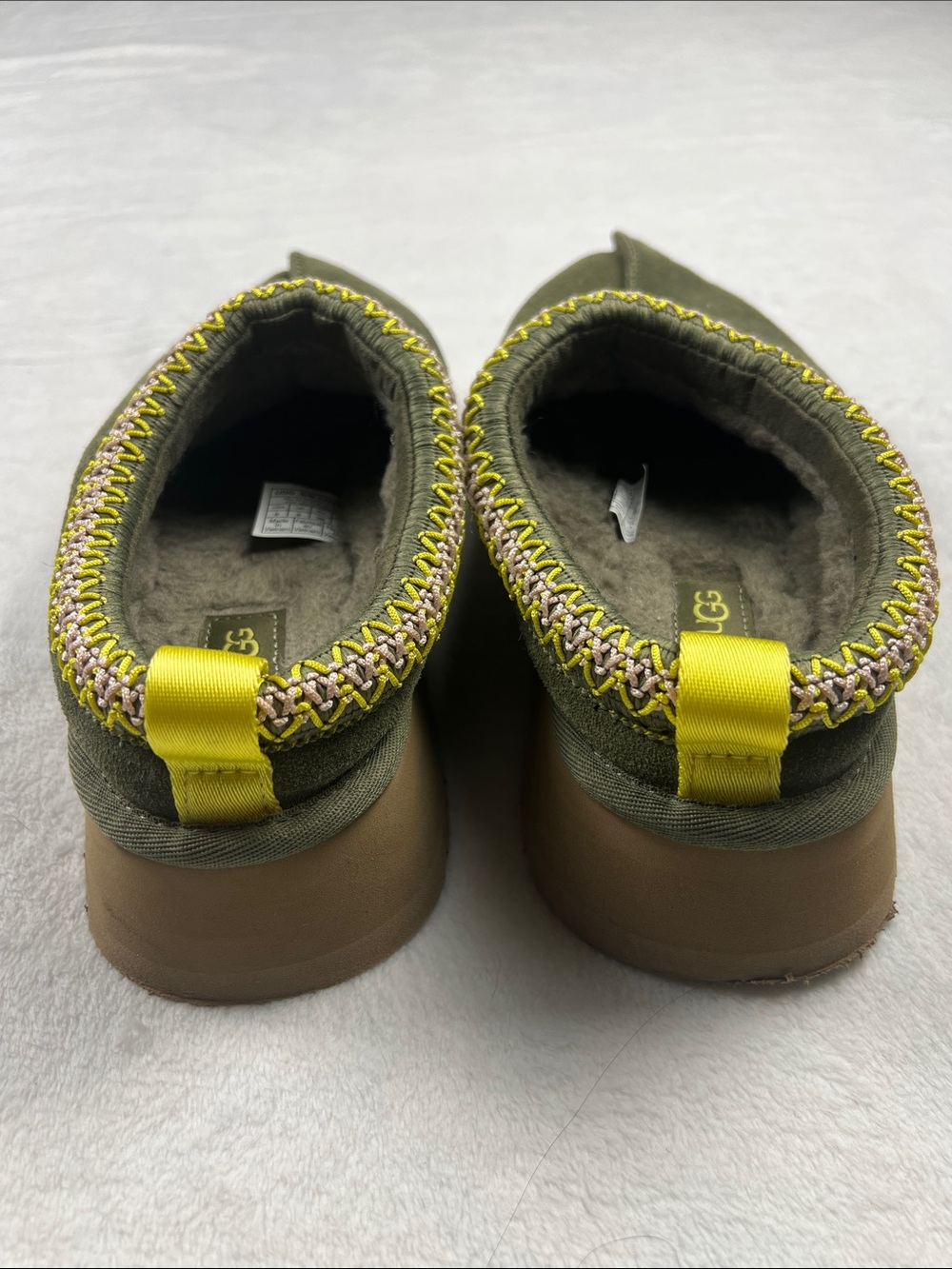 UGG Tazz Platform Slippers Burnt Olive Green Suede Women’s Size 8 Tasman Braid - Picture 8 of 9